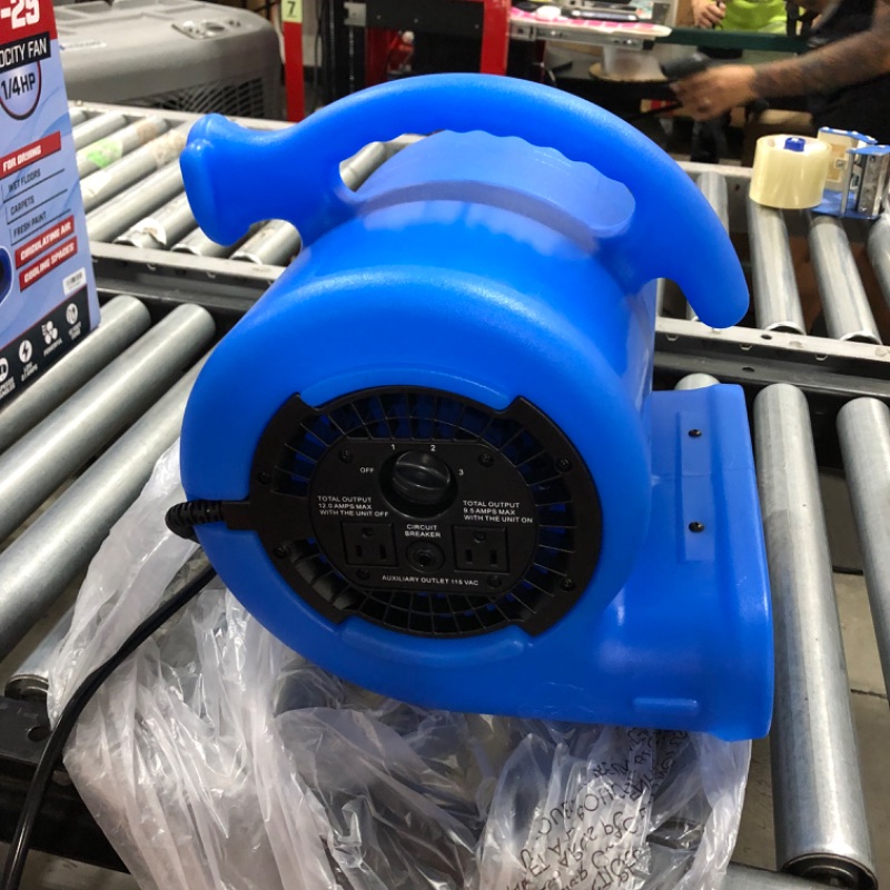 Photo 3 of 1/4 HP Air Mover Blower Fan for Water Damage Restoration Carpet Dryer Floor Home and Plumbing Use in Blue