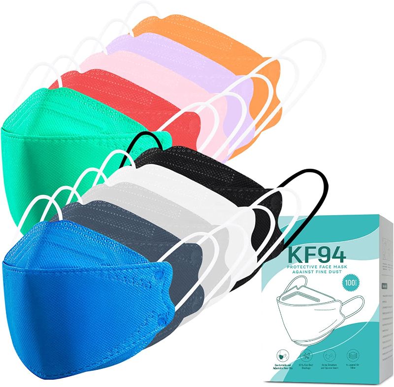 Photo 1 of 100 Pcs KF94 Disposable Multicolor Face Masks For Adult 4-Ply Breathable Face Masks 3D Mouth Shields Filter Full Face Cover?10 Colors ?10 Pcs/ Pack?
