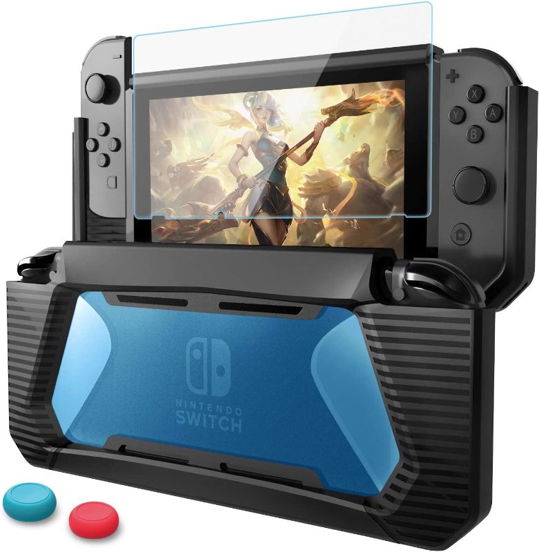 Photo 1 of HEYSTOP Case with Screen Protector Compatible with Nintendo Switch, TPU Protective Heavy Duty Cover Case Compatible with Nintendo Switch with Shock-Absorption and Anti-Scratch,Blue
