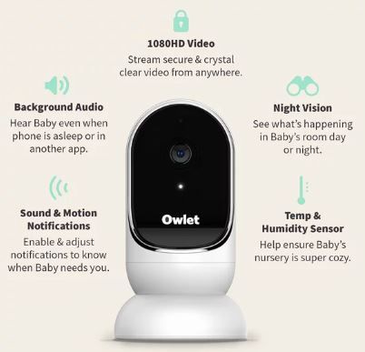 Photo 1 of Owlet Cam Smart Portable Video Baby Monitor - HD Video Monitor with Camera, Encrypted WiFi, Humidity, Room Temp, Night Vision & 2-Way Talk
