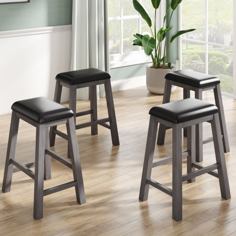 Photo 1 of BOSCARE 4 Pieces Counter Height Wood Kitchen Dining Upholstered Stools