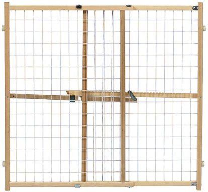 Photo 1 of Wide Wire Mesh Pet Gate White, Wood 29.5" - 50" X 32"