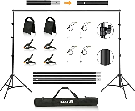 Photo 1 of Background Support Stand, Maxztill 8.5 x 10 ft Adjustable Background Stand Backdrop Support System Kit with Carry Bag, Sandbag for Photo Video Studio