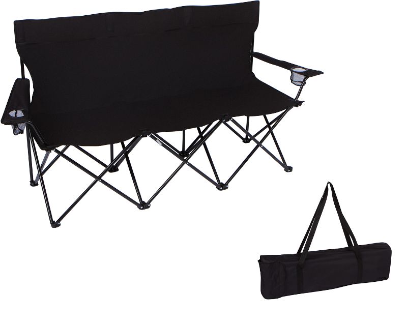 Photo 1 of 65" Triple Style Tri Camp Chair with Steel Frame and Carry Bag by Trademark Innovations (Black)