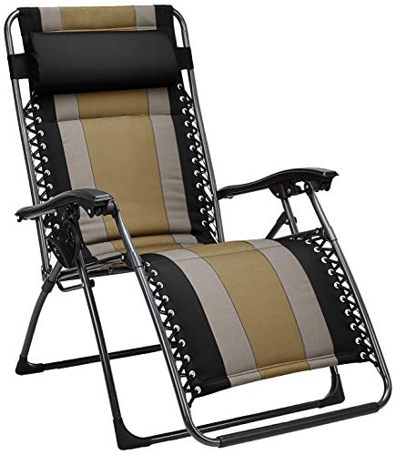 Photo 1 of Amazon Basics Outdoor Padded Adjustable Zero Gravity Folding Reclining Lounge Chair with Pillow - Black