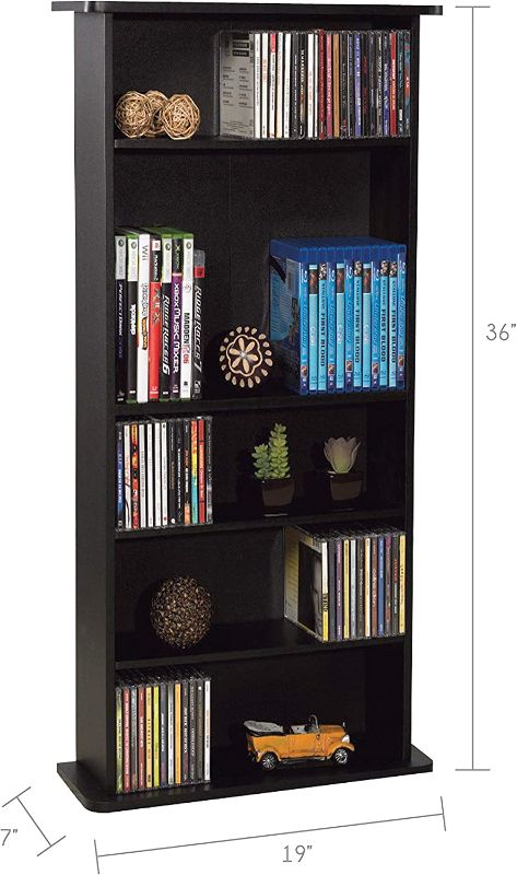 Photo 1 of Atlantic Drawbridge Media Storage Cabinet - Organize optical media, up to 240 CD, or 108 DVD, or 132 BD/Video Games, Adjustable Shelves, in Black