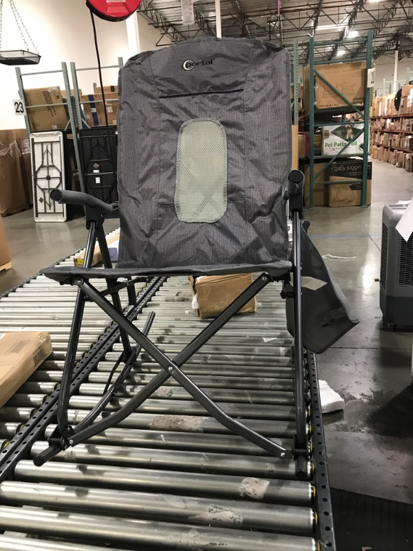 Photo 2 of PORTAL Oversized Quad Folding Camping Rocking Chair High Back Hard Armrest Carry Bag Included, Support 300 lbs (Dark Grey)