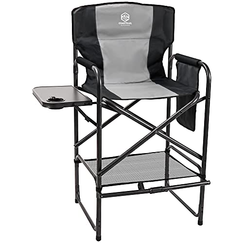 Photo 1 of Coastrail Outdoor Tall Directors Chair Foldable 30" Bar Height,Padded Comfort Big Camping Chair with Side Table & Storage Bag Footrest for Camping Art