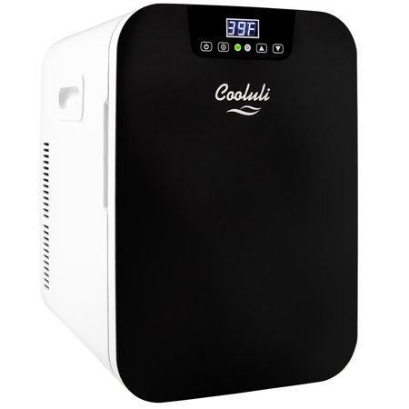 Photo 1 of Cooluli 20L Mini Fridge For Bedroom - Car, Office Desk & College Dorm Room - Glass Front & Digital Temperature Control - 12v Small Refrigerator for Food, Drinks, Skincare, Beauty & Breast Milk (Black)
