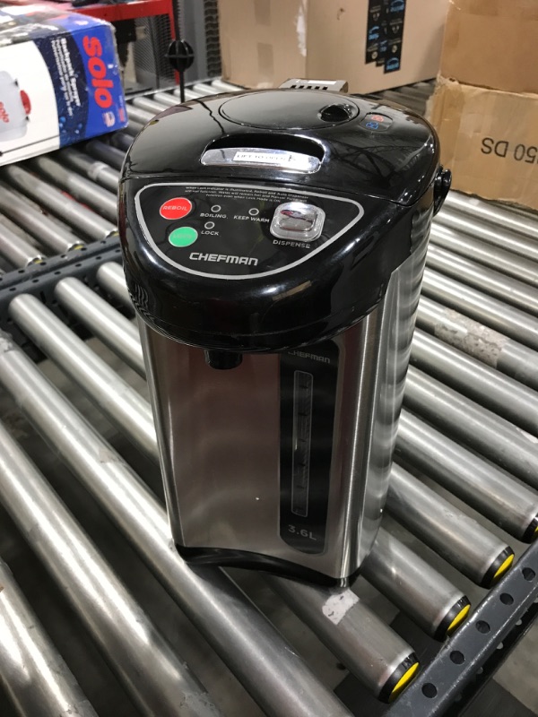 Photo 1 of Chefman Electric Hot Water Pot Urn w/Auto & Manual Dispense Buttons, Safety Lock, Instant Heating for Coffee & Tea, Auto-Shutoff & Boil Dry Protection, Insulated Stainless Steel, 3.6L/3.8 Qt/20+ Cups
