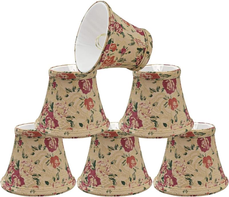 Photo 1 of Aspen Creative 30005-6 Small Bell Shape Chandelier Set (6 Pack), Transitional Design in Floral Print, 5" Bottom Width (3" x 5" x 4")