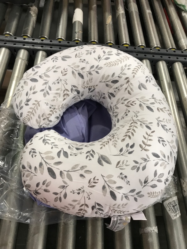 Photo 2 of Boppy Nursing Pillow and Positioner—Original | Gray Taupe Watercolor Leaves | Breastfeeding, Bottle Feeding, Baby Support | with Removable Cotton Blend Cover | Awake-Time Support
