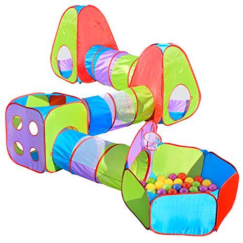 Photo 1 of 7 Piece Pop Up Tent with Bonus Play Balls - Play Tents with Tunnels and Ball Pit for Kids - Sunny Days Entertainment
