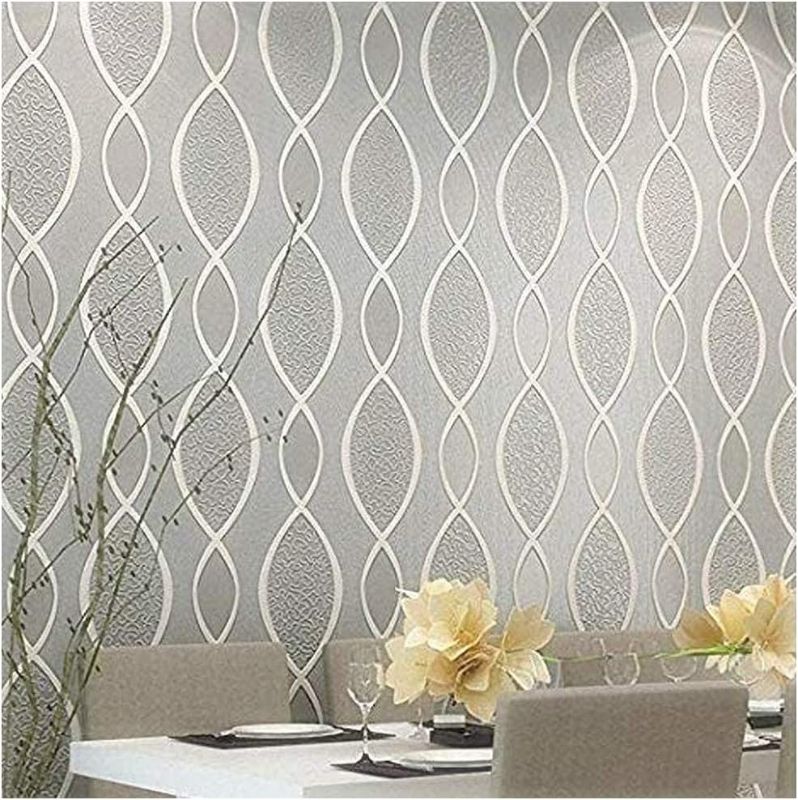 Photo 1 of Blooming Wall: Extra-thick Non-woven Modern Leaf Flow Embossed Textured Wallpaper for Livingroom Bedroom, 20.8 In32.8 Ft=57 Sq.ft, Gray&beige
