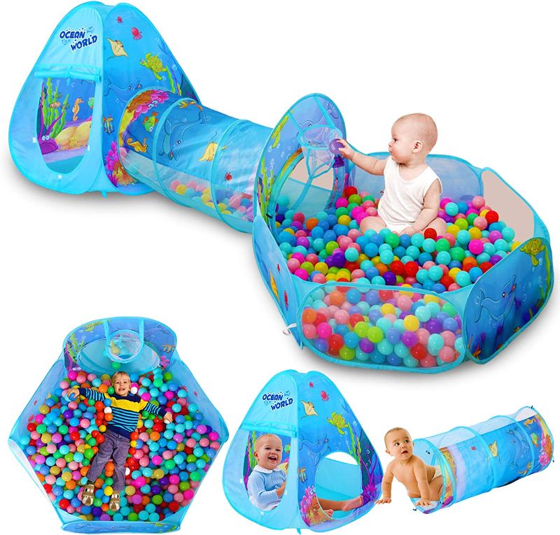 Photo 1 of LEGVE Toys Ball Pit Play Tent for Boys, Kids Tunnel Tent for Baby Boys and Girls Gifts on Birthday?Playhouse for Kids and Toddlers Indoor or Outdoor-3pcs Playsets
