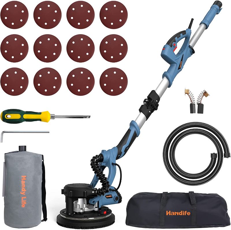 Photo 1 of Drywall Sander Handife 7A 800W Electric Foldable Wall Sander with Double-Deck LED Lights, Adjustable Speed, 800-1800RPM, Dust-Free Automatic Vacuum System and 12 pcs Sanding Discs
