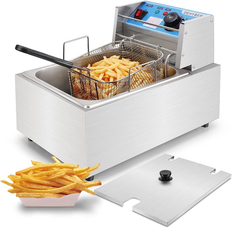 Photo 1 of Dehyber 10.6QT/10L Deep Fryer with 6.3QT Basket,1800W Countertop Electric Deep Fryers with Removable Baskets,Handle and Temperature Limiter for Commercial and Home Use

