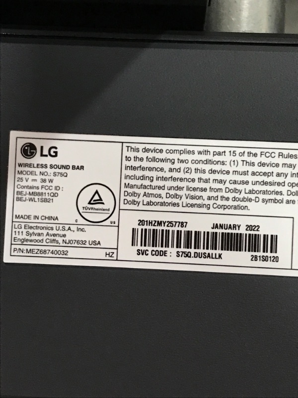 Photo 5 of LG S75Q 3.1.2ch Sound bar with Dolby Atmos DTS:X, High-Res Audio, Synergy with LG TV, Meridian, HDMI eARC, 4K Pass Thru with Dolby Vision
