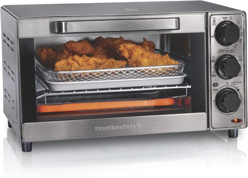 Photo 1 of Hamilton Beach Sure-Crisp Air Fryer Countertop Toaster Oven, Fits 9” Pizza, 4 Slice Capacity, Powerful Circulation, Auto Shutoff, Stainless Steel (31403)
