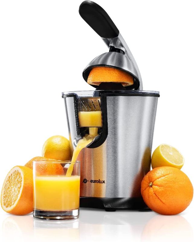 Photo 1 of ***USED****Eurolux ELCJ-1600 Electric Citrus Juicer - Powerful Electric Oranges Juicer and for Lemons with New and Improved Juicing Technology - Stainless Steel Orange Juicer with Soft Grip Handle and Cone Lid
