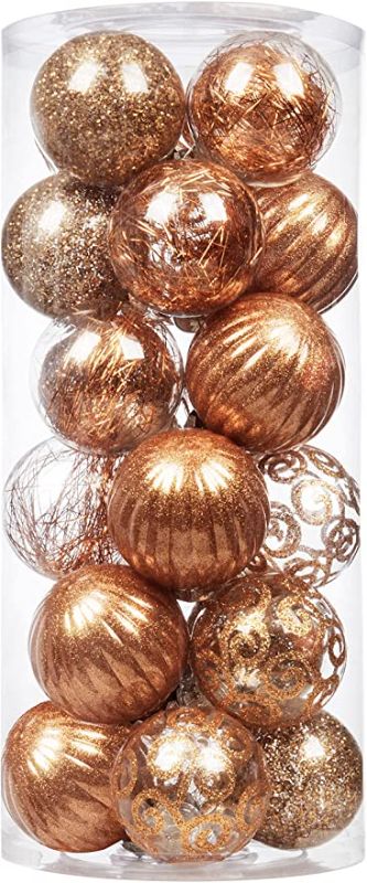 Photo 2 of 24ct Christmas Ball Ornaments Shatterproof Large Clear Plastic Hanging Ball Decorative with Stuffed Delicate Decorations (70mm/2.76" Champagne)
