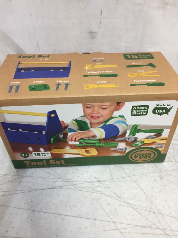 Photo 2 of Green Toys Tool Set, Blue - 15 Piece Pretend Play, Motor Skills, Language & Communication Kids Role Play Toy. No BPA, phthalates, PVC. Dishwasher Safe, Recycled Plastic, Made in USA.
