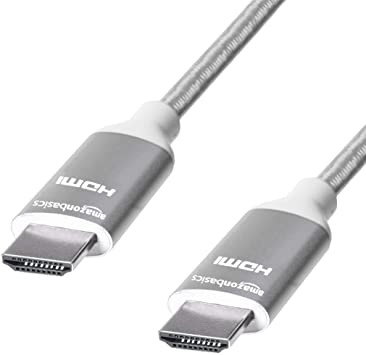 Photo 1 of Amazon Basics 10.2 Gbps High-Speed 4K HDMI Cable with Braided Cord, 3-Foot, Silver--- PACK OF 3 