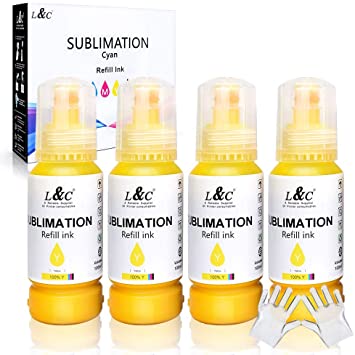 Photo 1 of L&C Yellow Sublimation Ink Autofill Refill for EcoTank Printers ET-4800 ET-2720 ET-2760 ET-2800 ET-2803 ET-2850 ET5800 ST-2000 ST-3000 ST-4000 ST-C4100 Printers

