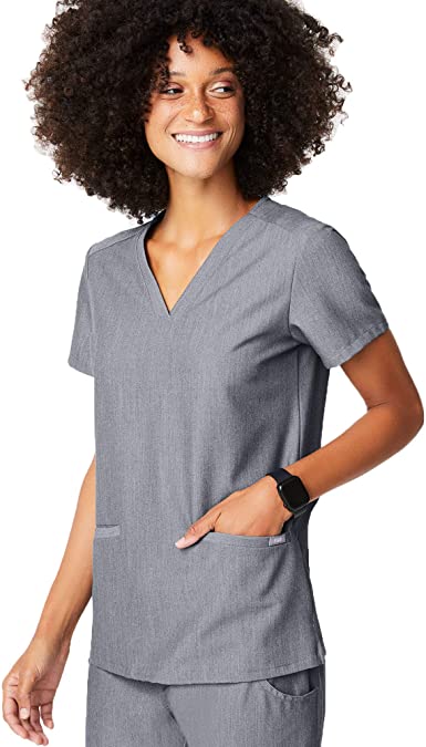 Photo 1 of FIGS Casma Three-Pocket Scrub Top for Women – Tailored Fit, Super Soft Stretch, Anti-Wrinkle Medical Scrub Top ( COLOR: GRAPHITE ) ( SIZE : LARGE ) 
