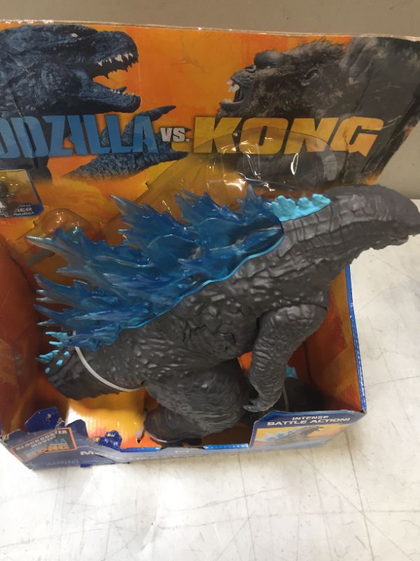 Photo 2 of Godzilla vs Kong 13" Mega Godzilla Figure with Lights & Sounds ---- tail is not broken, needs to be assembled (box slightly damaged, product is not damaged) 
