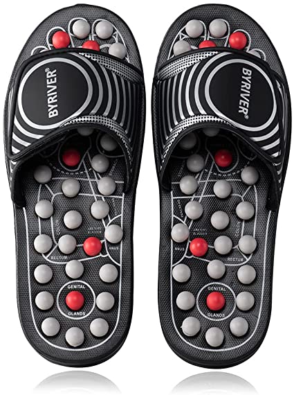 Photo 1 of BYRIVER Reflexology Pressure Point Foot Massage Mat Slides Sandals Tools, Feet Arch Heel Pain Relief Massager Products, Relaxation Gifts for Mom Dad Parents(02L) ---- size xs 
