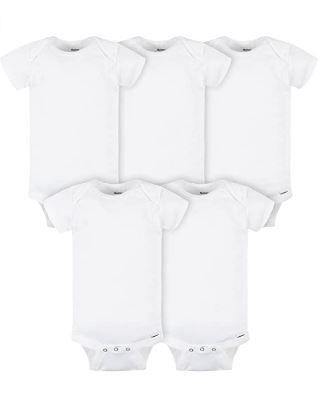 Photo 1 of Gerber unisex-baby 5-pack Solid Onesies Bodysuits White, 0-3mo