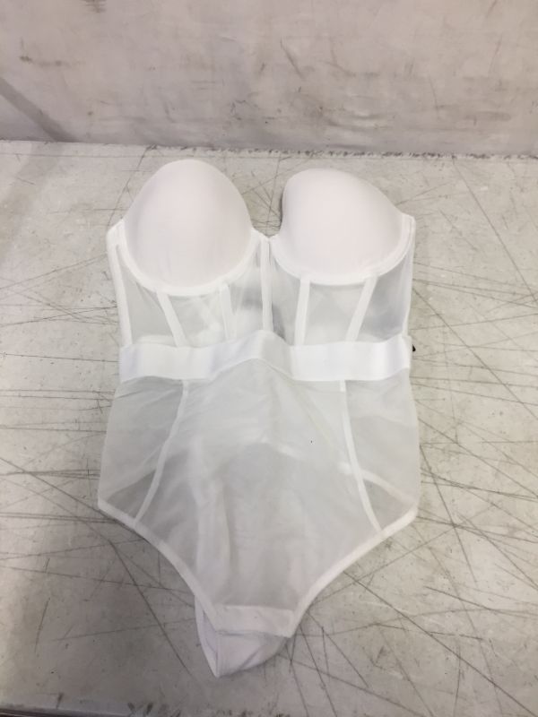 Photo 2 of DKNY Women's Sheers Strapless Bodysuit White 34C