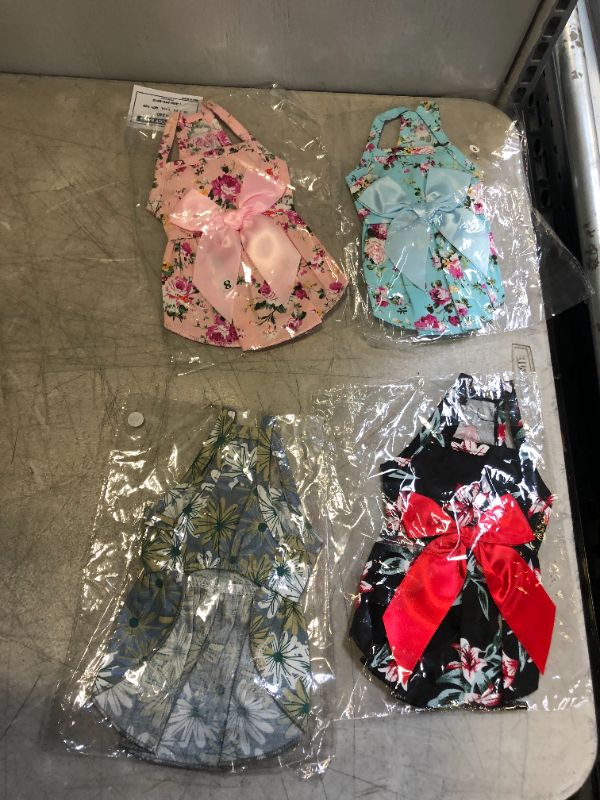 Photo 2 of 4 Pieces Dog Bowknot Floral Dress Pet Princess Dress Dog Sundress Dog Princess Dress Puppy Summer Dress for Small Pets Dogs Puppy Cats17