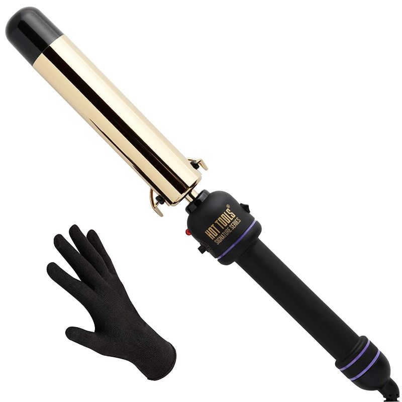 Photo 1 of HOT TOOLS Signature Series Gold 1-1/4" Curling Iron Wand, Black with Protective