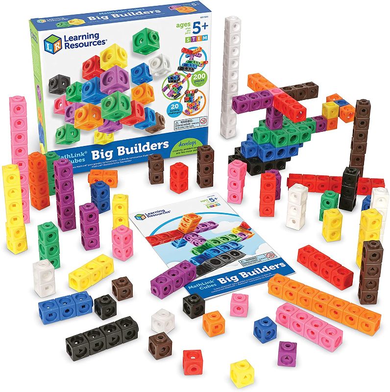 Photo 1 of Learning Resources MathLink Cubes Big Builders - Set of 200 Cubes, Ages 5+ Develops Early Math Skills, STEM Toys, Math Games for Kids, Math Cubes for Kids, Math Cubes Manipulatives
