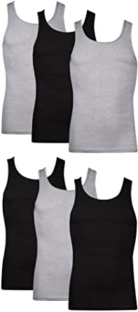 Photo 1 of Hanes Men's 6-Pack Tagless Cotton Tank Undershirt ( COLOR: BLACK AND GREY ) ( SIZE: MEDIUM ) 
