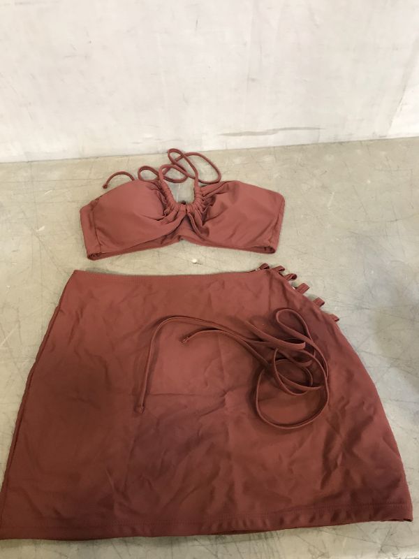 Photo 1 of 2 PC SWIM SUIT ( COLOR: LIGHT BURGUNDY ) ( SIZE MEDIUM ) 