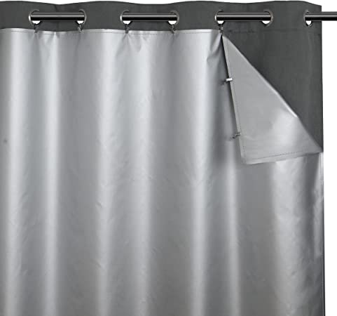 Photo 1 of Easy Going 100% Blackout Curtain Liner Thermal Insulated Room Darkening Liner for Window Curtain Stainless Clips Included Set of 2 Panels (W52 x L54 Inch, Silver Gray)
