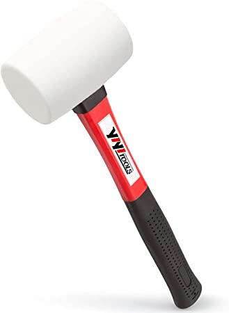 Photo 1 of YIYITOOLS Rubber Hammer, 16oz rubber mallet With fiberglass Handle,white
