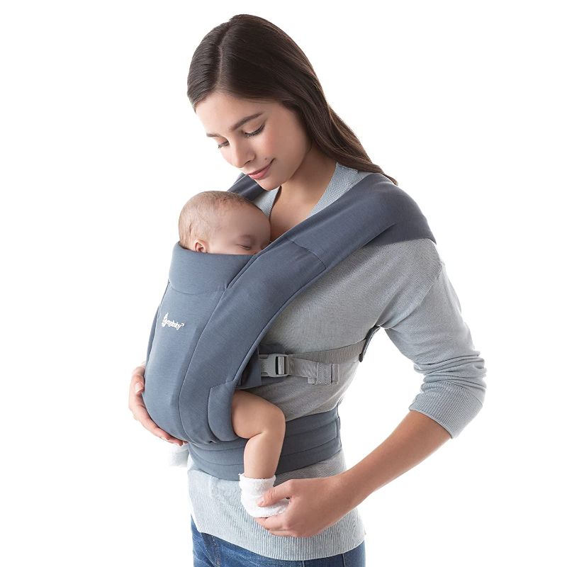 Photo 1 of Ergobaby Embrace Cozy Newborn Baby Wrap Carrier (7-25 Pounds), Premium Cotton, Oxford Blue
