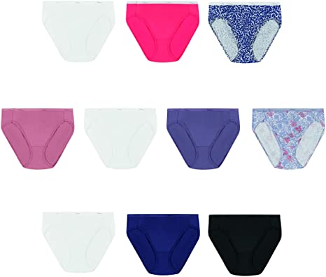 Photo 1 of  Hanes Girls' 100% Cotton Tagless Bikini Panties,10 PACK  SIZE 7/L
