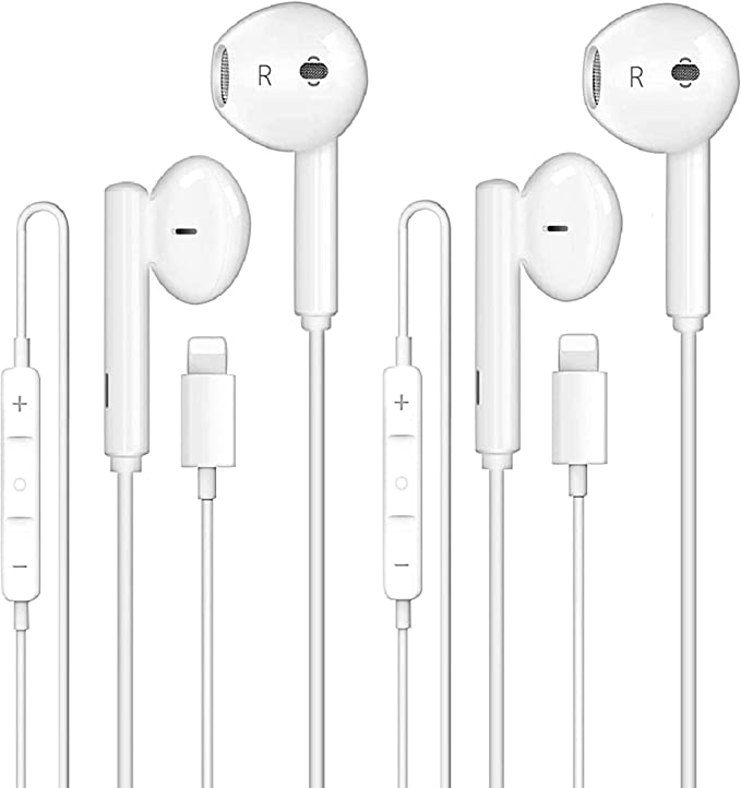 Photo 1 of (2 Packs - Apple Earbuds with Lightning Connector [Apple MFi Certified] (Built-in Microphone & Volume Control) Headphones Compatible with iPhone 13/12/8/7/XR/XS/X/SE Support All iOS System, FACTORY SEALED
