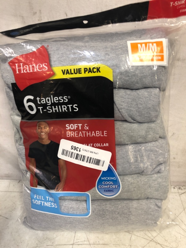 Photo 3 of Hanes Men's White T-Shirt Pack Available, Moisture-Wicking Shirts, 100% Cotton Undershirts for Men, Multipack
SIZE M/M  PACKAGE UNOPENED 