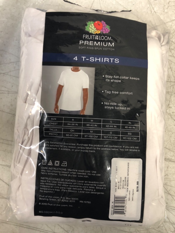 Photo 2 of  Fruit of the Loom Men's Premium Tag-Free Cotton Undershirts SIZE XL 