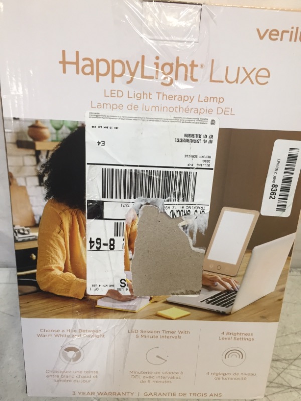 Photo 6 of Verilux® HappyLight® Luxe - UV-Free LED Therapy Lamp, Bright White Light with 10,000 Lux, Adjustable Brightness and Color, Plus Countdown Timer - Wall Mount or Stand Included (Champagne Gold).