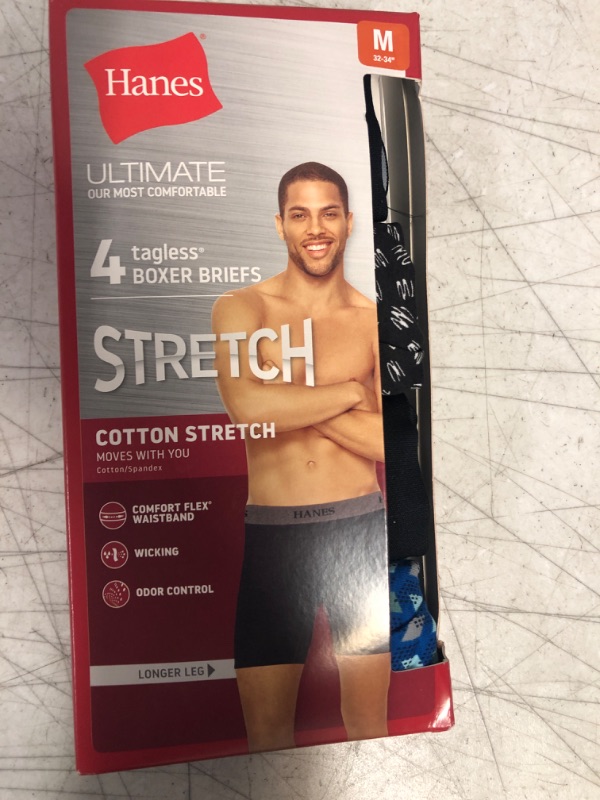 Photo 2 of Hanes Men's 4-Pack Ultimate Stretch Long Leg Boxer Brief
SIZE M