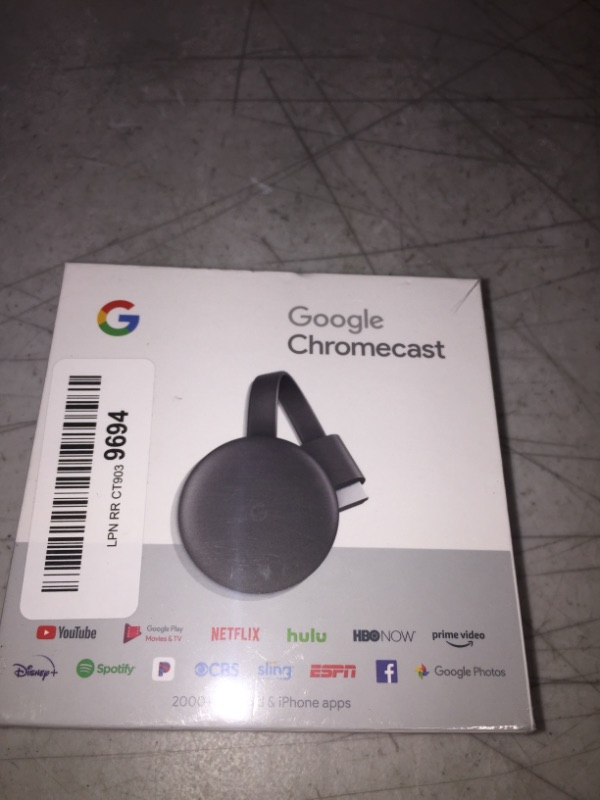 Photo 2 of Google Chromecast - Streaming Device with HDMI Cable - Stream Shows, Music, Photos, and Sports from Your Phone to Your TV