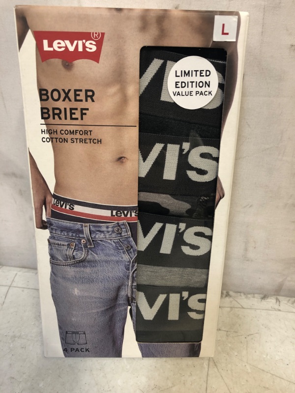 Photo 2 of Levi's Mens Boxer Briefs Cotton Stretch Underwear For Men 4 Pack
FACTORY SEALED  SIZE L