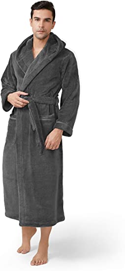 Photo 1 of DAVID ARCHY Men's Soft Fleece Plush Robe Full Length Long Bathrobe, SIZE L 